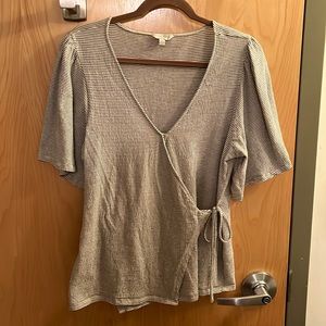 Lucky Brand Striped Wrap Top - Size L